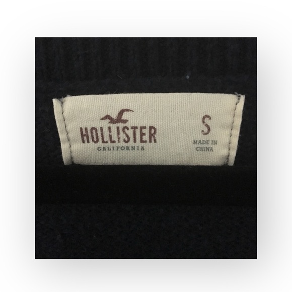Hollister ★ V Neck Bird Logo Classic Preppy Knit Sweater ★ Navy ★ Small ★ - Picture 4 of 12
